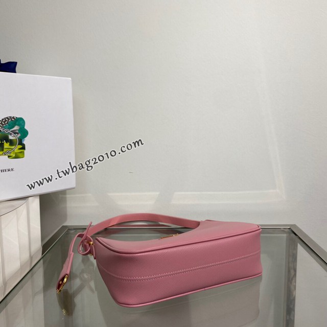 Prada專櫃新款hobo女士全皮腋下包 1BC204 普拉達十字紋牛皮單肩+斜挎+手提多功能女包 csp1023
